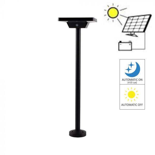LAMPADA LED SOLARE CON PICCHETTO 2W LUCE 3IN1 NERA IP65 SENSORE CREPUSCOLARE