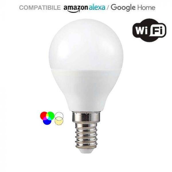 LAMPADINA 4.8W P45 E14 COMPATIBILE CON AMAZON ALEXA E GOOGLE HOME RGB+WW+CW Cod. LED212756 | Mod. VT-5154 | Marca V-TAC
