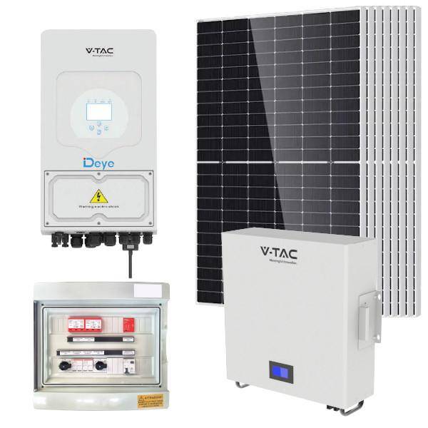 KIT FOTOVOLTAICO 6,15KW MONOFASE TIER1 INVERTER DEYE V-TAC 6KW ACCUMULO 5,12KW