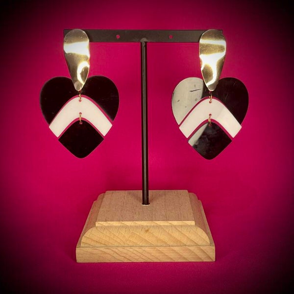 Boucles d’oreilles noires en acier inoxydable – Motif raffiné