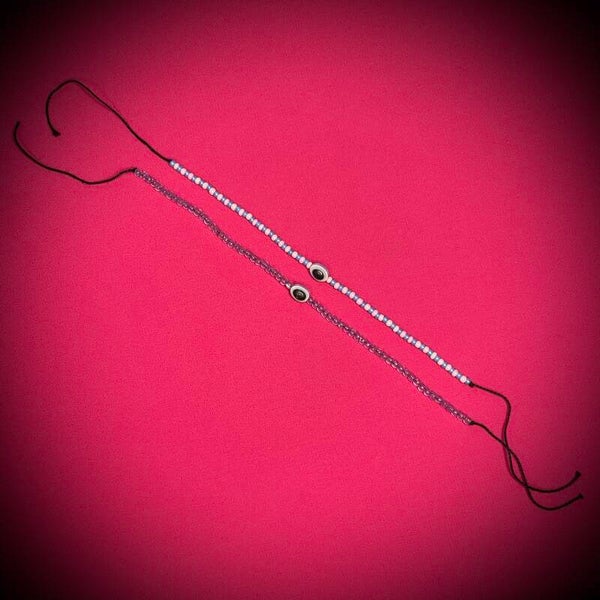 Lot de 2 bracelets fantaisie ajustable anti mauvais oeil