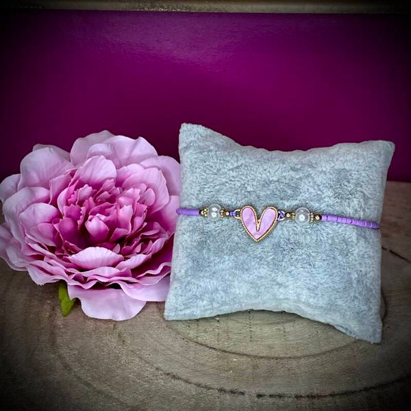 Bracelet ajustable, motif coeur