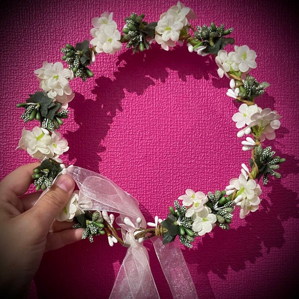 Couronne de fleurs pour cheveux réglables, cérémonie