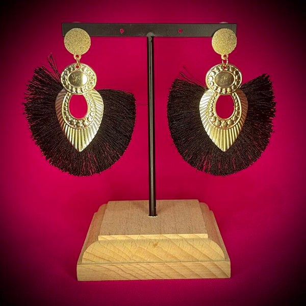Boucles d’oreilles noires en acier inoxydable – Motif raffiné
