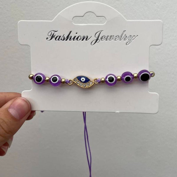 Bracelet fantaisie ajustable anti mauvais oeil