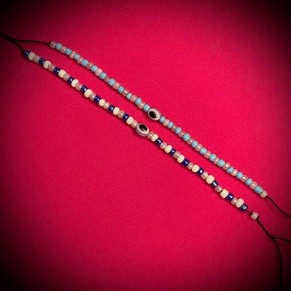 Lot de 2 bracelets fantaisie ajustable anti mauvais oeil