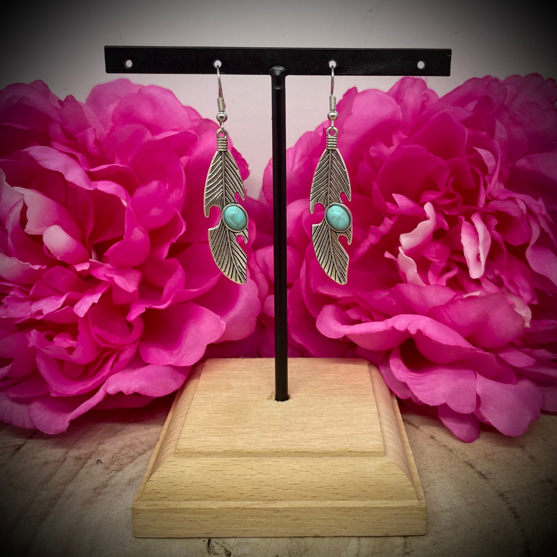 Boucles d’oreilles bleues en acier inoxydable – Motif raffiné