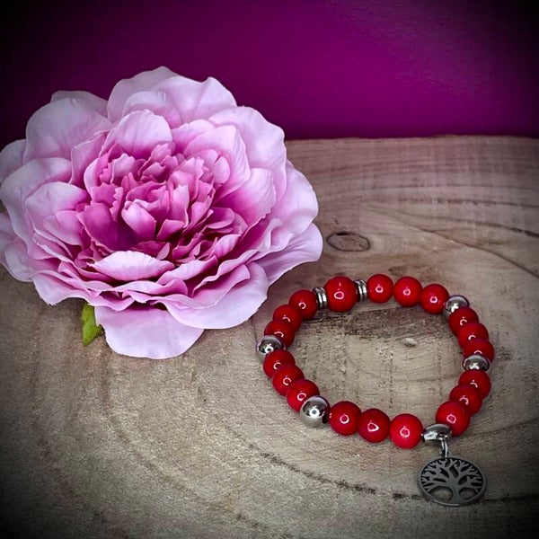 Bracelet en pierres naturelles et motif arbre de vie