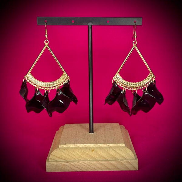 Boucles d’oreilles noires en acier inoxydable – Motif raffiné