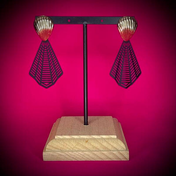 Boucles d’oreilles noires en acier inoxydable – Motif raffiné