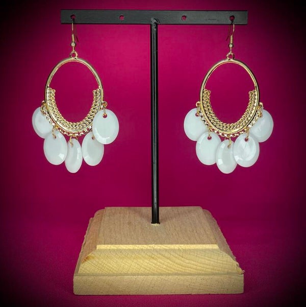 Boucles d’oreilles blanches en acier inoxydable – Motif raffiné