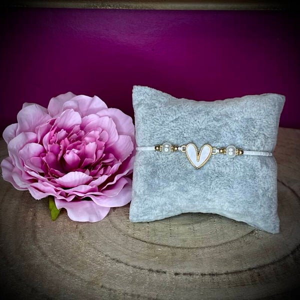 Bracelet ajustable, motif cœur