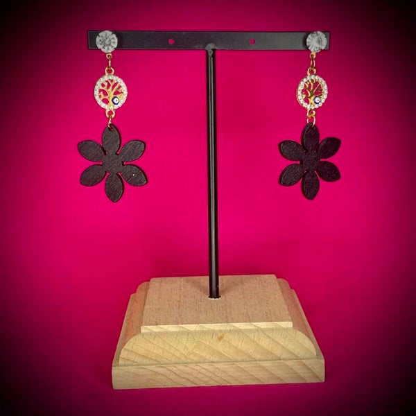 Boucles d’oreilles noires en acier inoxydable – Motif raffiné
