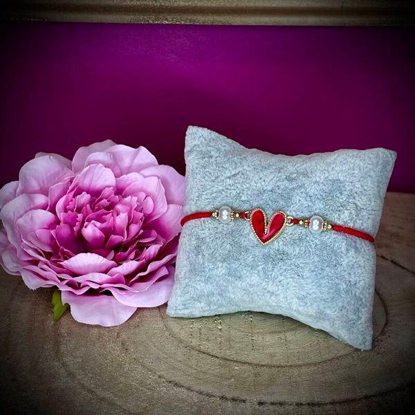 Bracelet ajustable, motif coeur