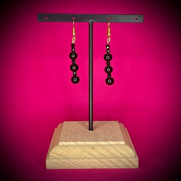 Boucles d’oreilles noires en acier inoxydable – Motif raffiné
