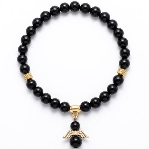 Bracelet en pierres naturelles et motif ange