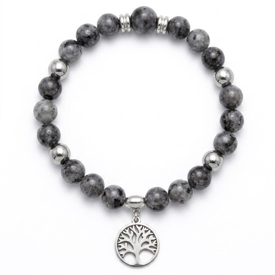 Bracelet en pierres naturelles et motif arbre de vie