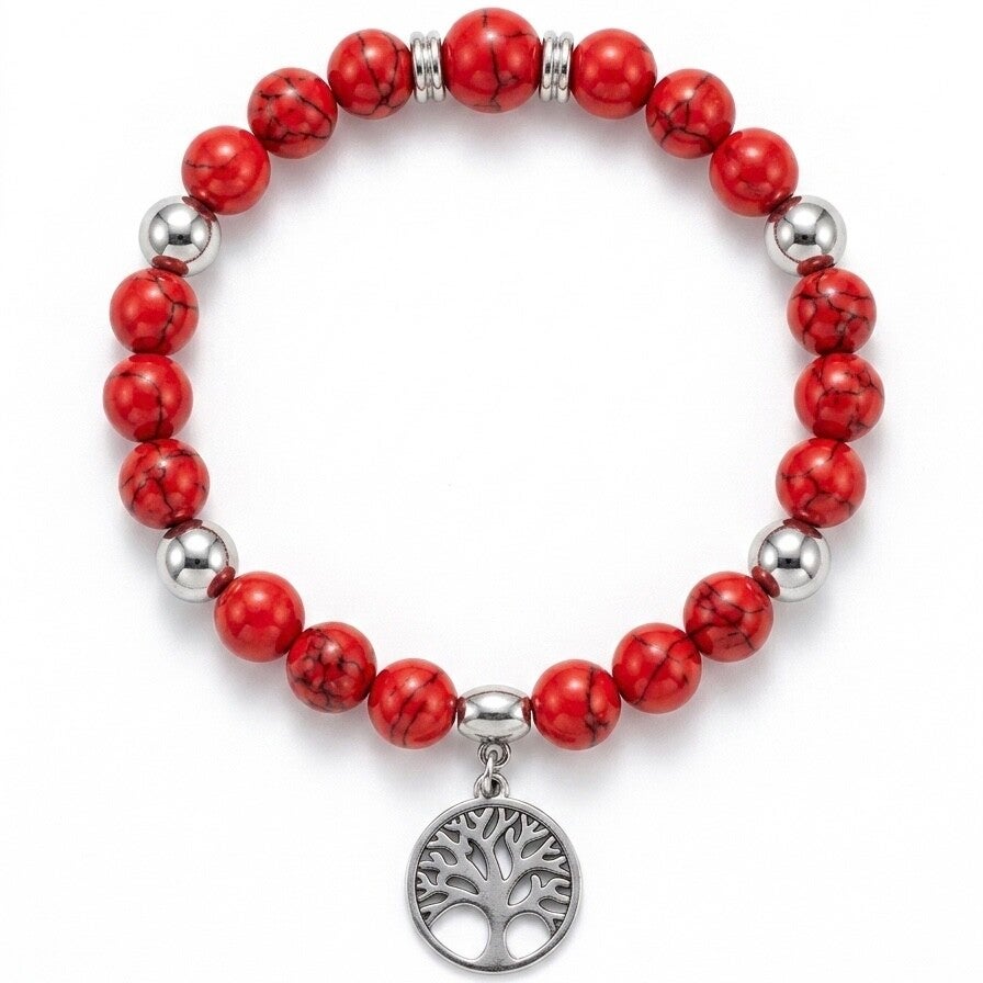 Bracelet en pierres naturelles et motif arbre de vie