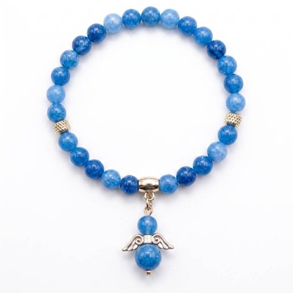 Bracelet en pierres naturelles et motif ange