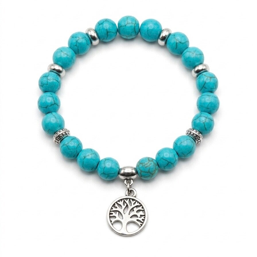 Bracelet en pierres naturelles et motif arbre de vie