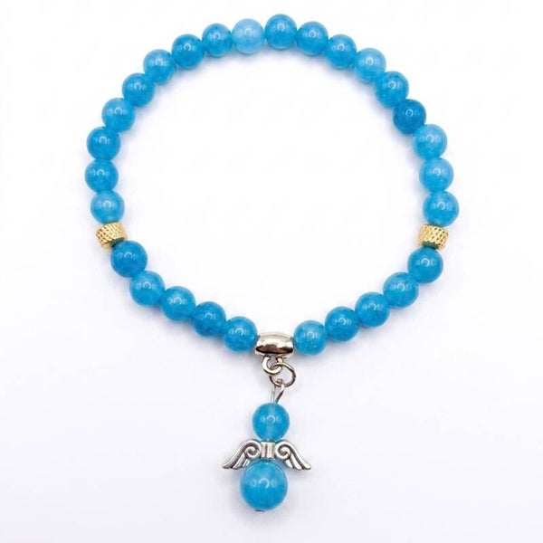 Bracelet en pierres naturelles et motif ange