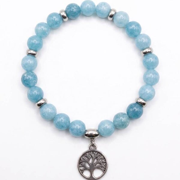 Bracelet en pierres naturelles et motif arbre de vie
