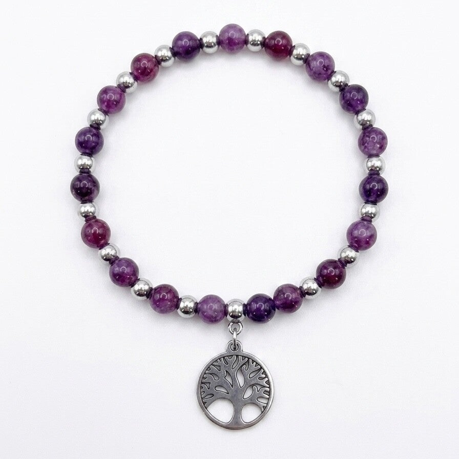 Bracelet en pierres naturelles et motif arbre de vie