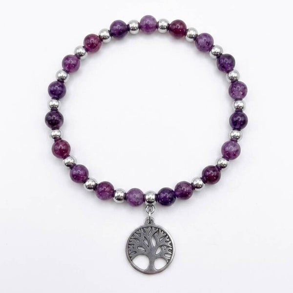 Bracelet en pierres naturelles et motif arbre de vie