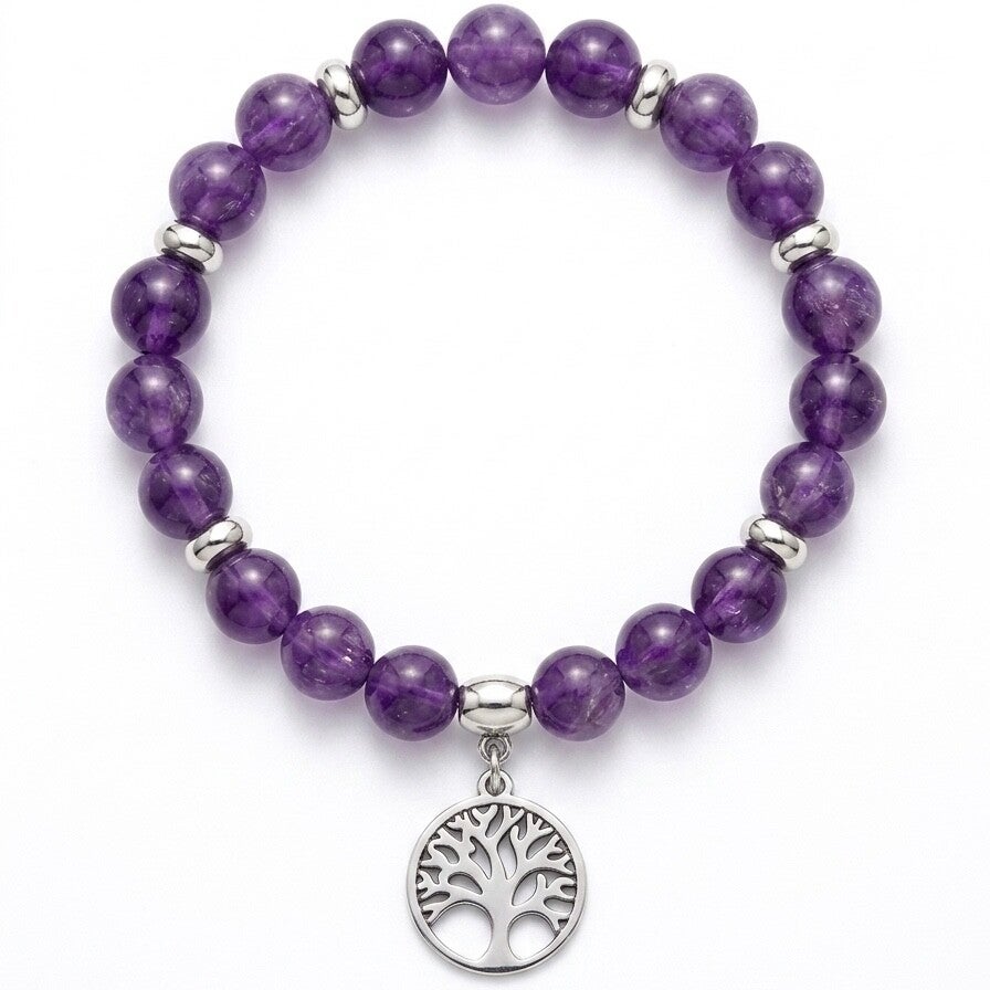 Bracelet en pierres naturelles et motif arbre de vie