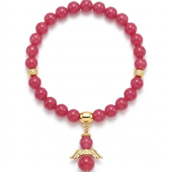 Bracelet en pierres naturelles et motif ange