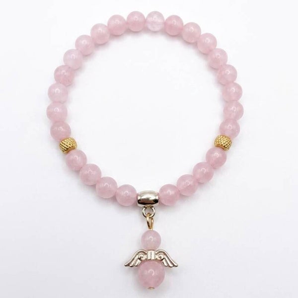 Bracelet en pierres naturelles et motif ange