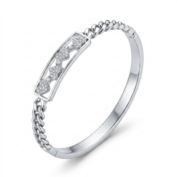 Bracelet en acier inoxydable – Motifs élégants & strass scintillants