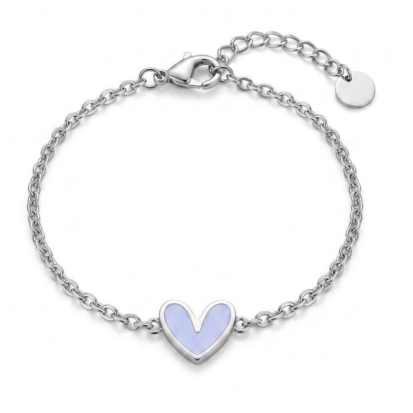 Bracelet en acier inoxydable, motif coeur