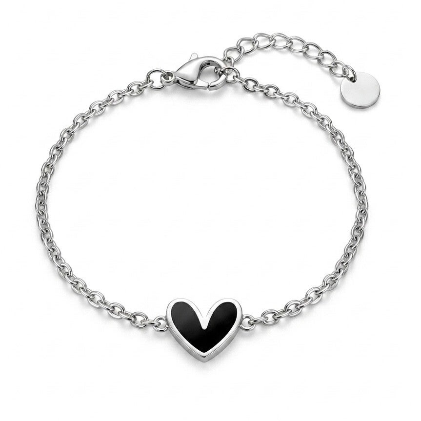 Bracelet en acier inoxydable, motif coeur