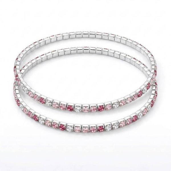 Lot de 2 bracelets à strass Rose
