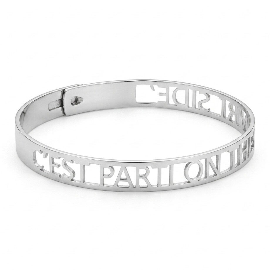 Bracelet réglable en acier inoxydable – Motifs élégants & strass scintillants
