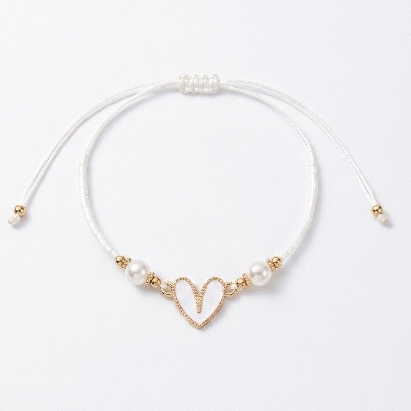 Bracelet ajustable, motif cœur