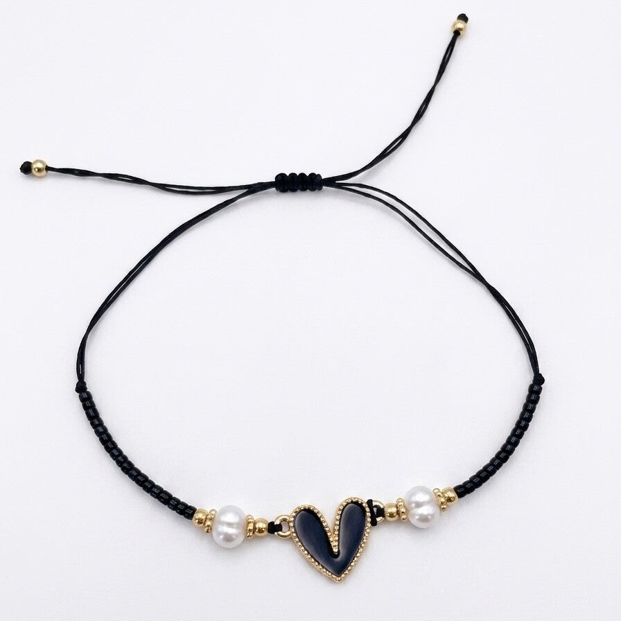 Bracelet ajustable, motif coeur