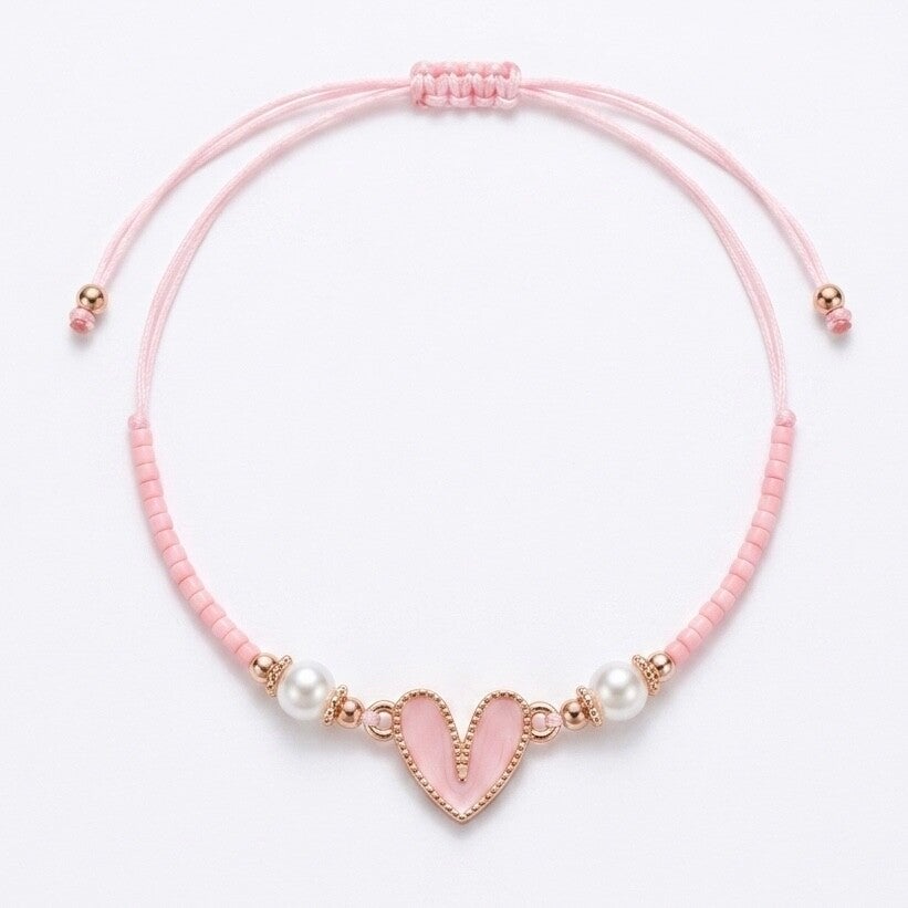 Bracelet ajustable, motif coeur