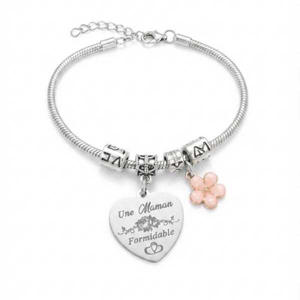 Bracelet en acier inoxydable – Motifs élégants & strass scintillants