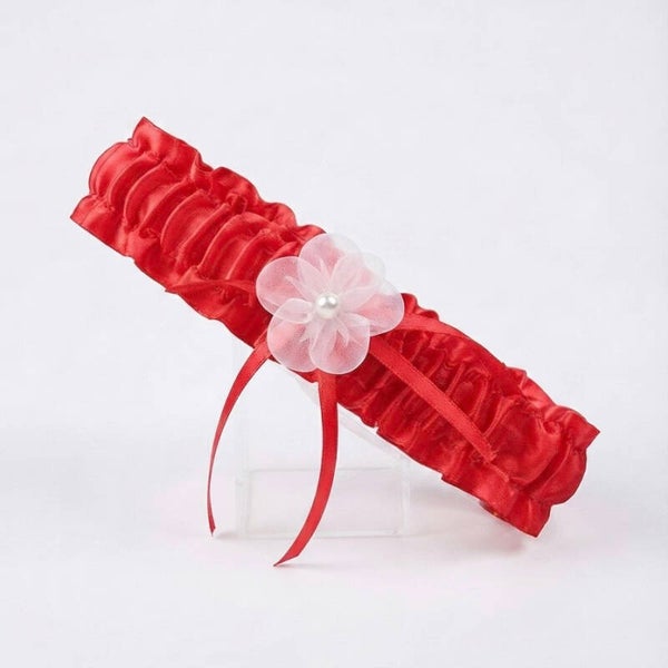 Jarretière Extensible en Dentelle rouge - Accessoire Chic de Cérémonie