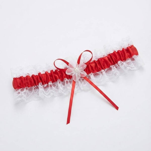Jarretière Extensible en Dentelle rouge - Accessoire Chic de Cérémonie
