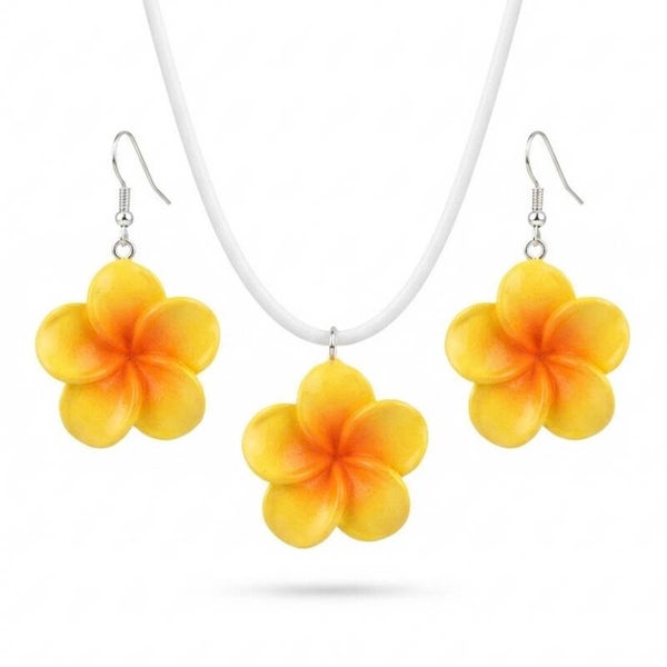 Parure boucles d’oreilles et collier plumeria
