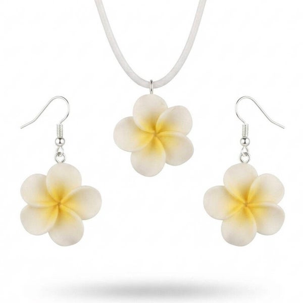 Parure boucles d’oreilles et collier plumeria