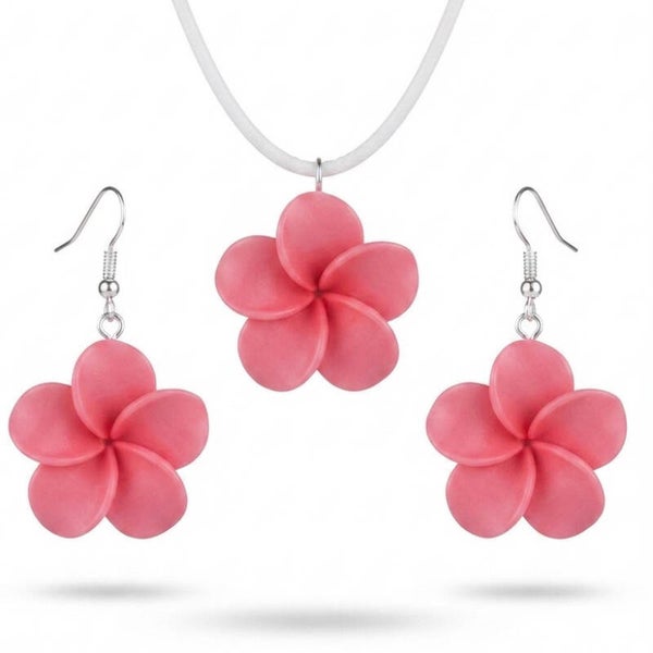 Parure boucles d’oreilles et collier plumeria
