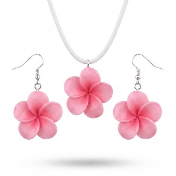 Parure boucles d’oreilles et collier plumeria