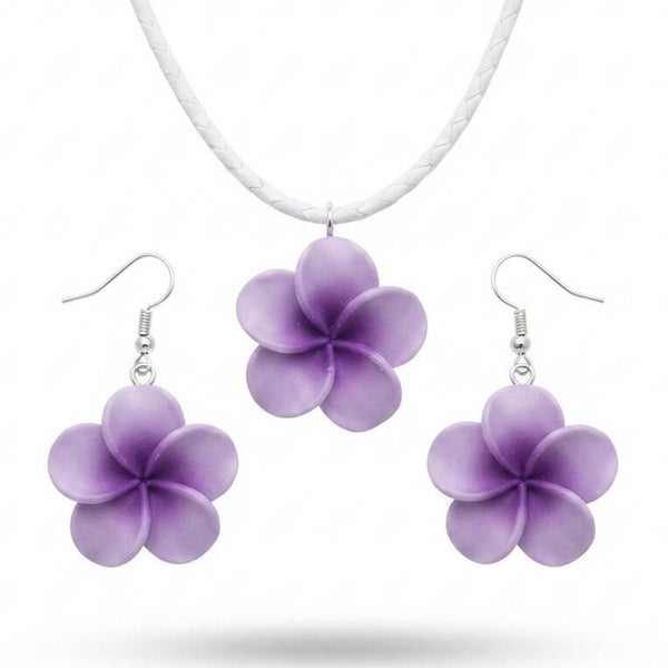 Parure boucles d’oreilles et collier plumeria