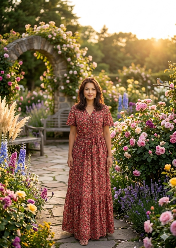 Robe Longue à Motifs – Élégance et Raffinement