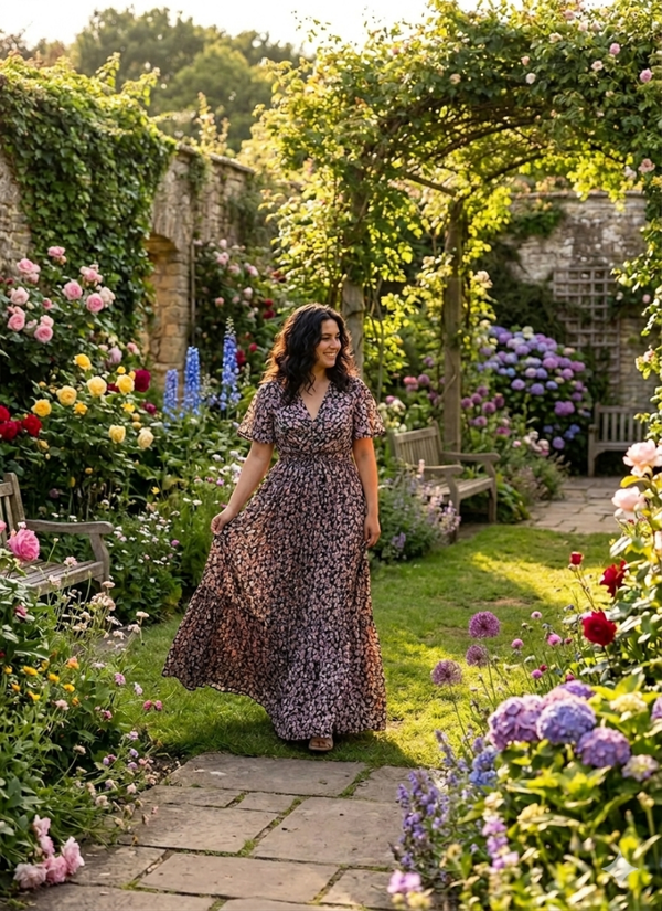 Robe Longue à Motifs – Élégance et Raffinement