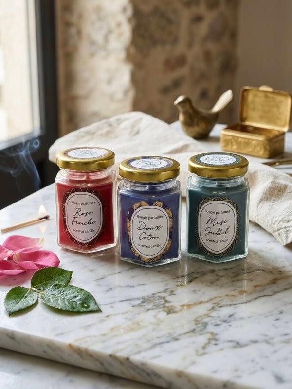 Bougie parfumée avec un bijou en acier inoxydable inclus